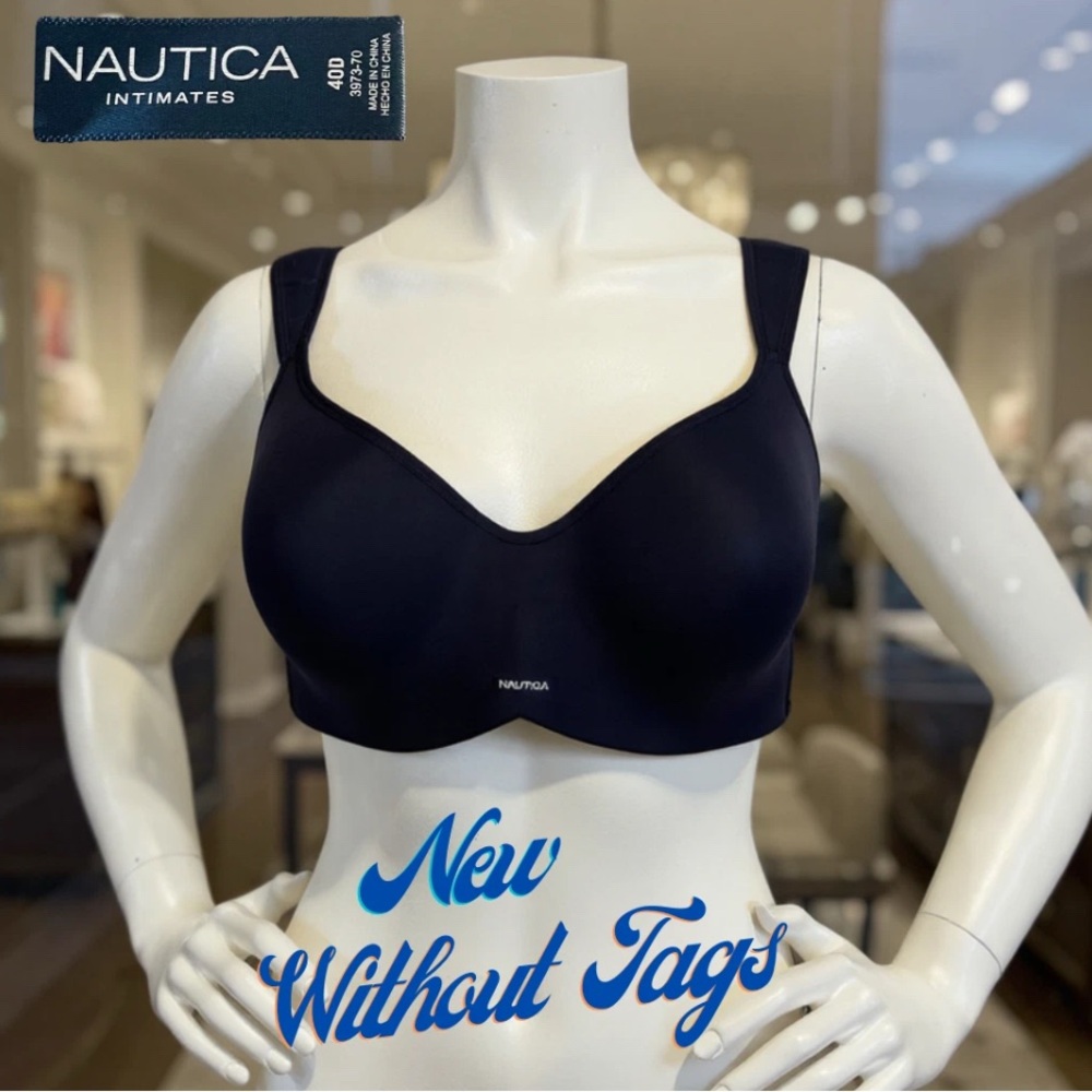 NWOT Nautica Navy Blue Underwire T-shirt Bra 40D Adjustable Straps Lightly Lined - Picture 1 of 10